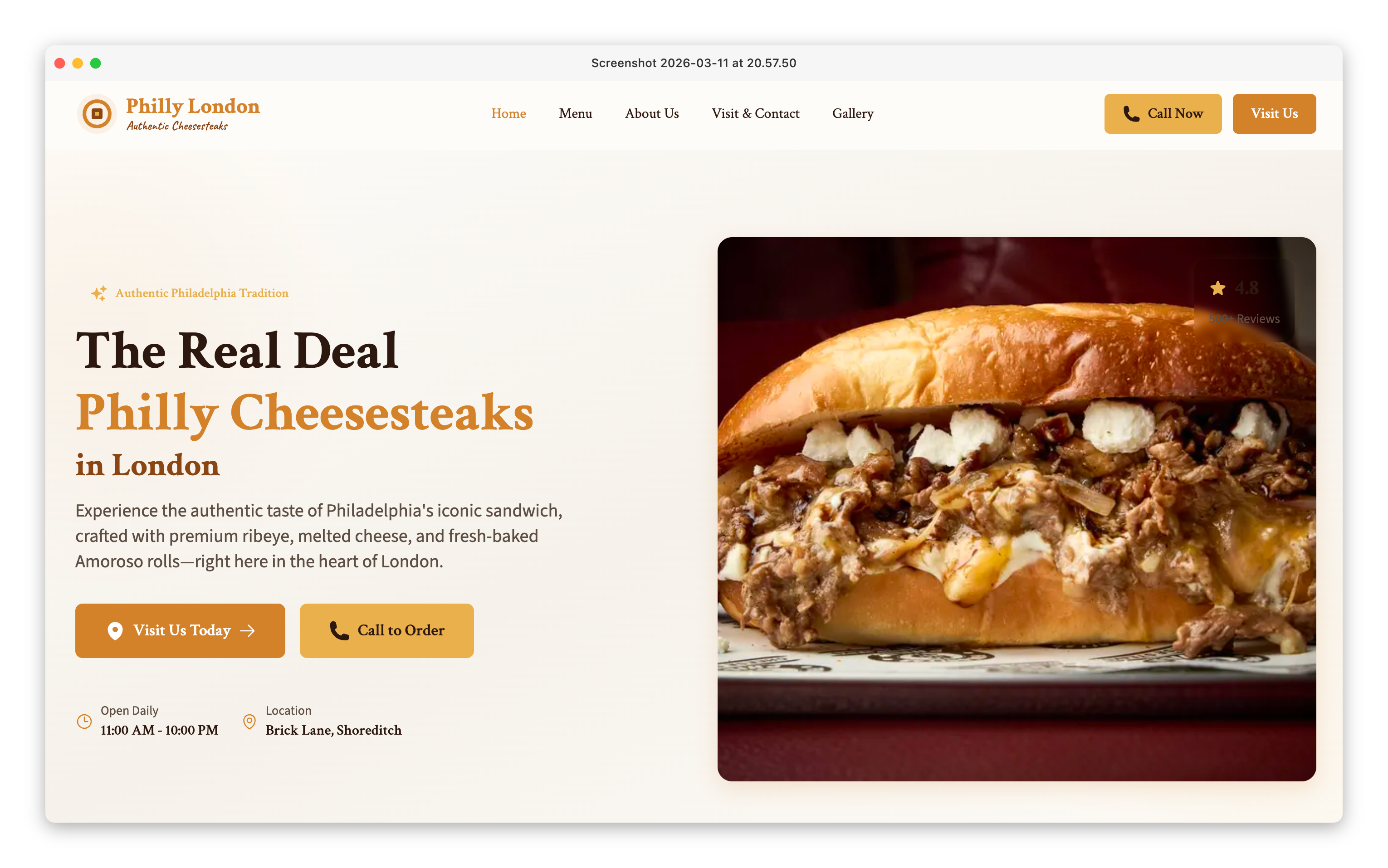Philly London website screenshot